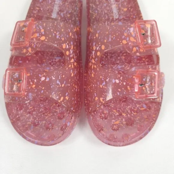 MINI MELISSA WIDE II PINK QUANTILE Glitter Jelly Sandals Slip on Open Toe Size 3