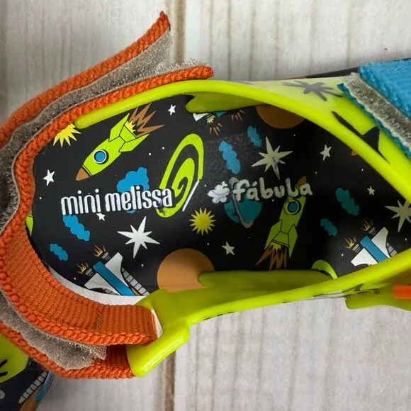 mini melissa x fabula ping pong space kids sandals 4Y