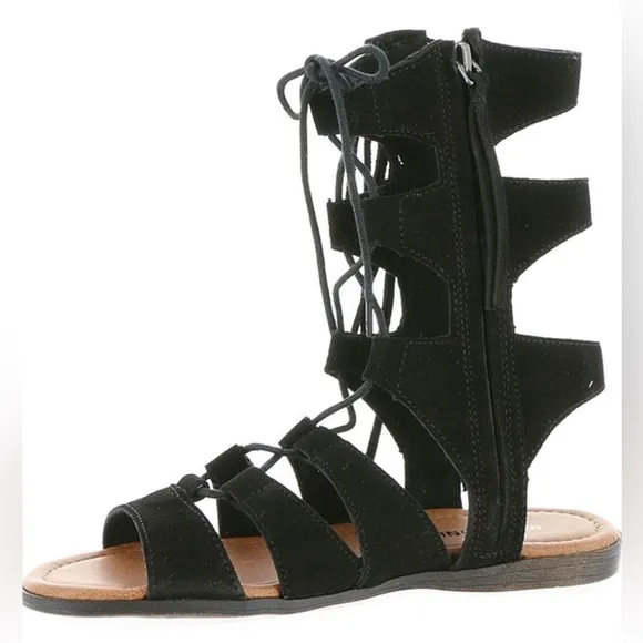 MINNETONKA Milos Faux Leather Gladiator Style Sandals 6 Black $75 Retail NEW