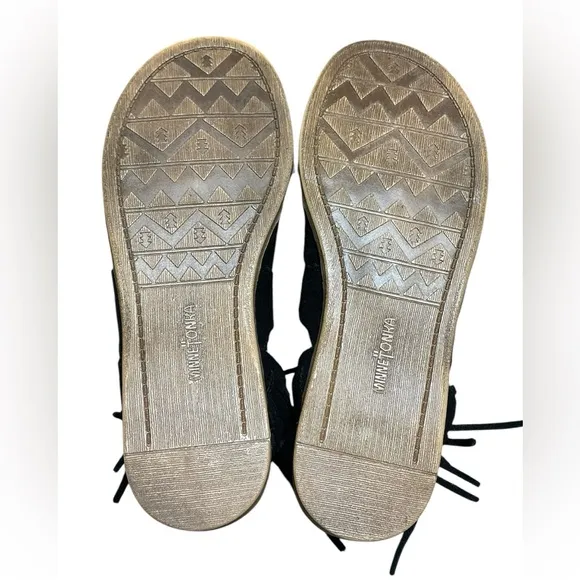 MINNETONKA Milos Faux Leather Gladiator Style Sandals 6 Black $75 Retail NEW