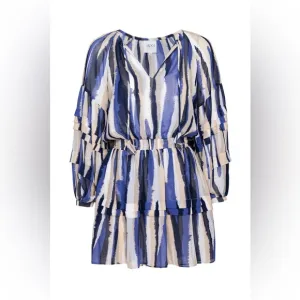 MISA LOS ANGELES Karlina Striped Dress Blue Tan White Women Size Small $410 MSRP