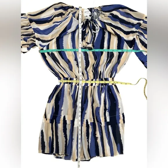 MISA LOS ANGELES Karlina Striped Dress Blue Tan White Women Size Small $410 MSRP