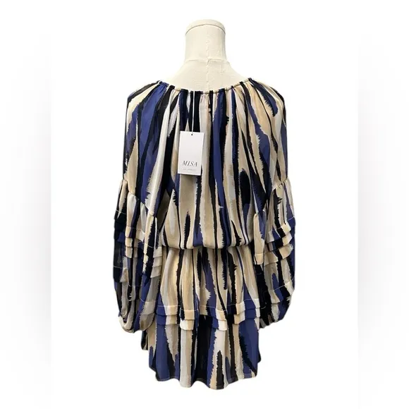 MISA LOS ANGELES Karlina Striped Dress Blue Tan White Women Size Small $410 MSRP
