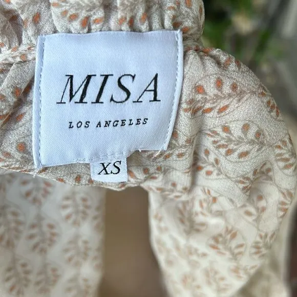 MISA LOS ANGELES DIONICA RUFFLE FLORAL MIDI DRESS: XS