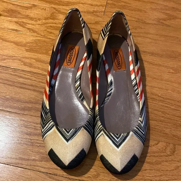 Missoni Chevron Multi Color Fabric Ballet Flats Size 36