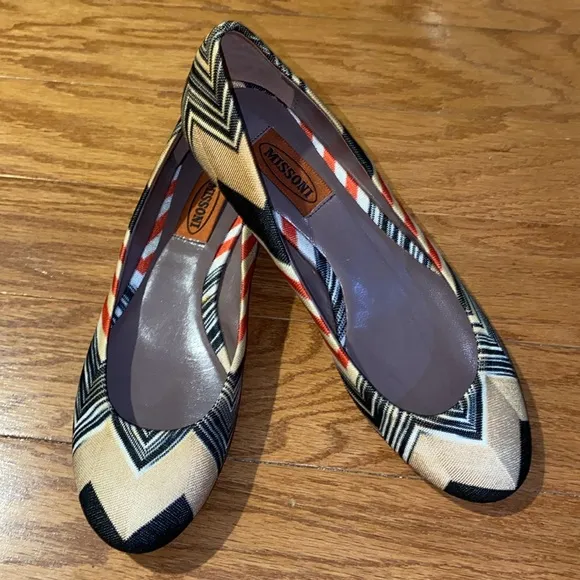 Missoni Chevron Multi Color Fabric Ballet Flats Size 36