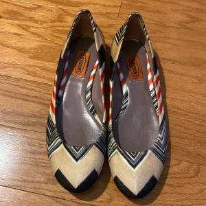 Missoni Chevron Multi Color Fabric Ballet Flats Size 36