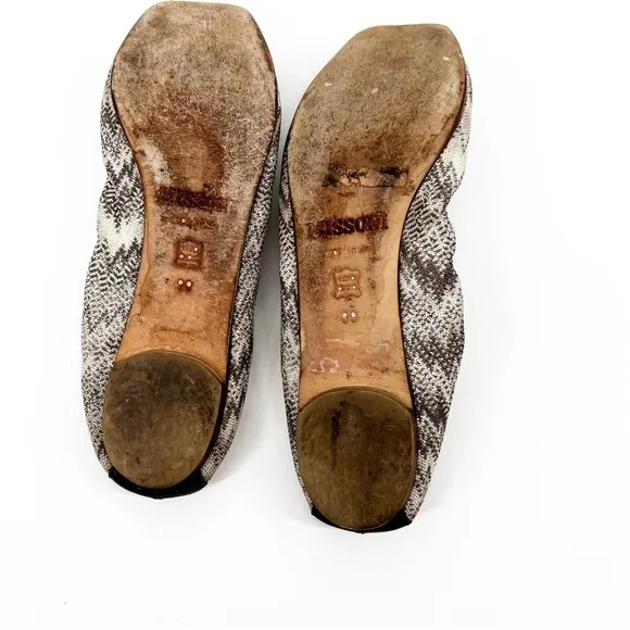 Missoni Neutral Zig-Zag Print Flat, Size 9