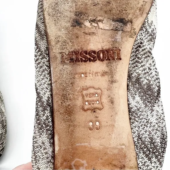 Missoni Neutral Zig-Zag Print Flat, Size 9