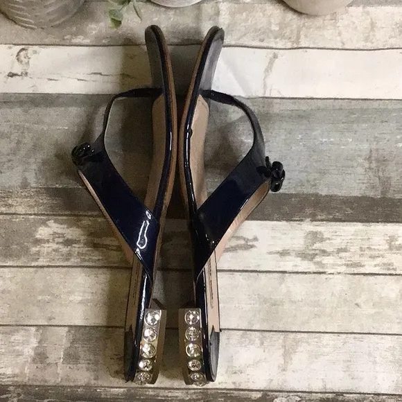 Miu Miu Black Patent Sandals Sz 39 1/2