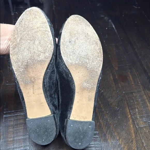 Miu Miu Black Velvet Flats with Studded Toe