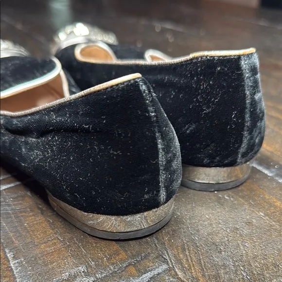 Miu Miu Black Velvet Flats with Studded Toe