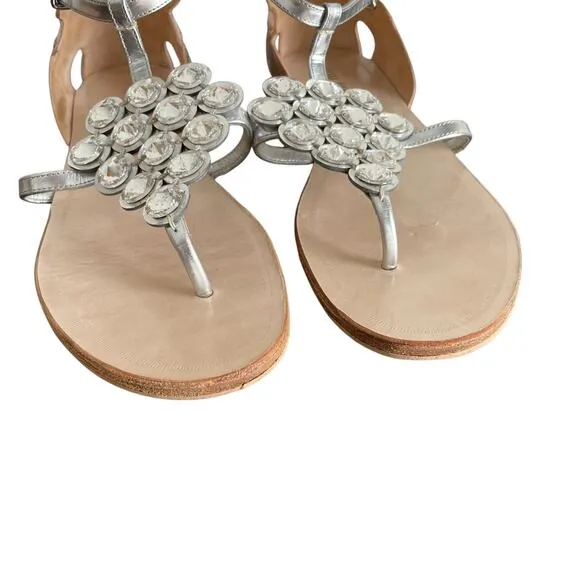 Miu Miu Leather Crystal Embellishments Gladiator Sandals
