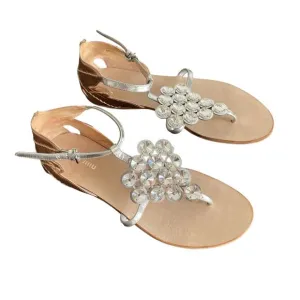 Miu Miu Leather Crystal Embellishments Gladiator Sandals
