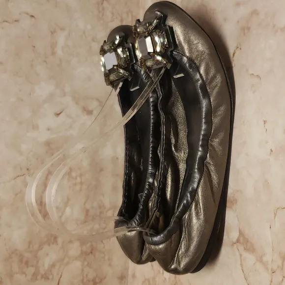 Miu Miu metallic bronze with big rhinestones woman ballet flats loafers  39.5