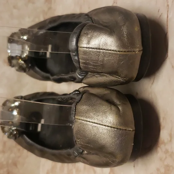 Miu Miu metallic bronze with big rhinestones woman ballet flats loafers  39.5