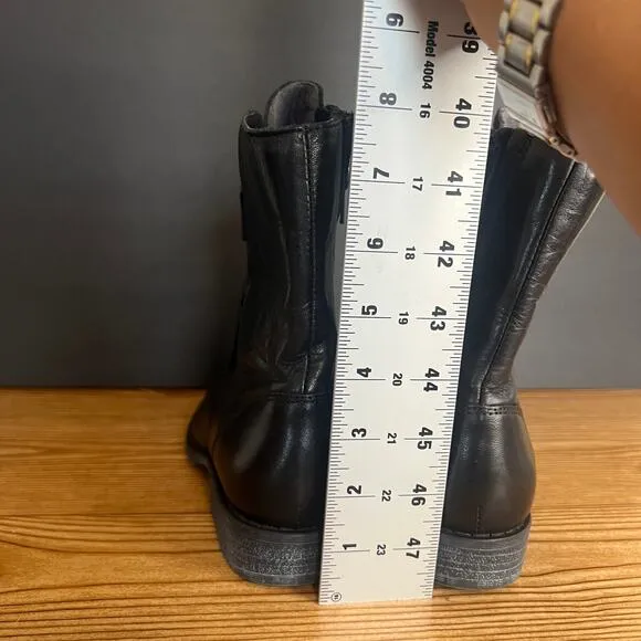 Miz Mooz Black Leather Leightin Combat Moto Boots Womens 8.5