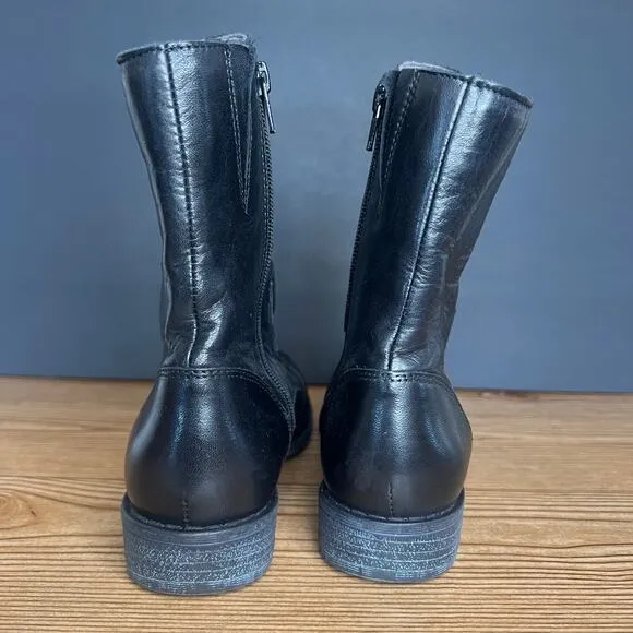 Miz Mooz Black Leather Leightin Combat Moto Boots Womens 8.5