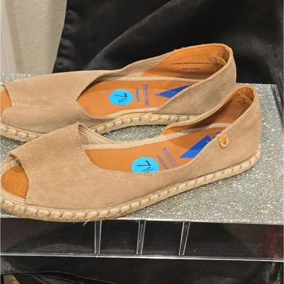 Miz Mooz Cruz Suede Peep Toe Espadrille Flats