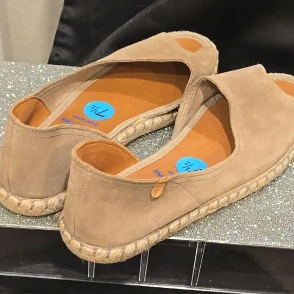 Miz Mooz Cruz Suede Peep Toe Espadrille Flats