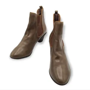 Miz Mooz Greer Brown Soft Leather Chelsea Heeled Booties