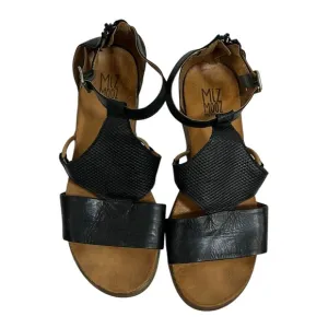 Miz Mooz Leather Ankle Strap Sandals Mari Black Size 9.5 (EU 41)