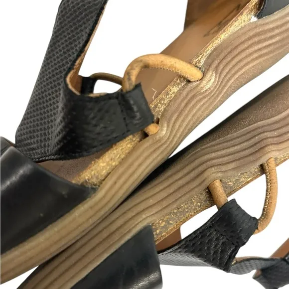Miz Mooz Leather Ankle Strap Sandals Mari Black Size 9.5 (EU 41)