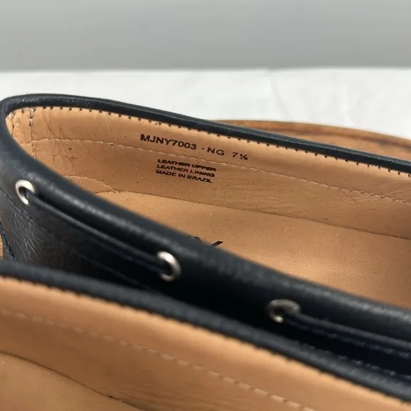 MJNY Marc Joseph Shoes Wm 7.5 Riverview Navy Grainy Blue Leather Driving Loafers