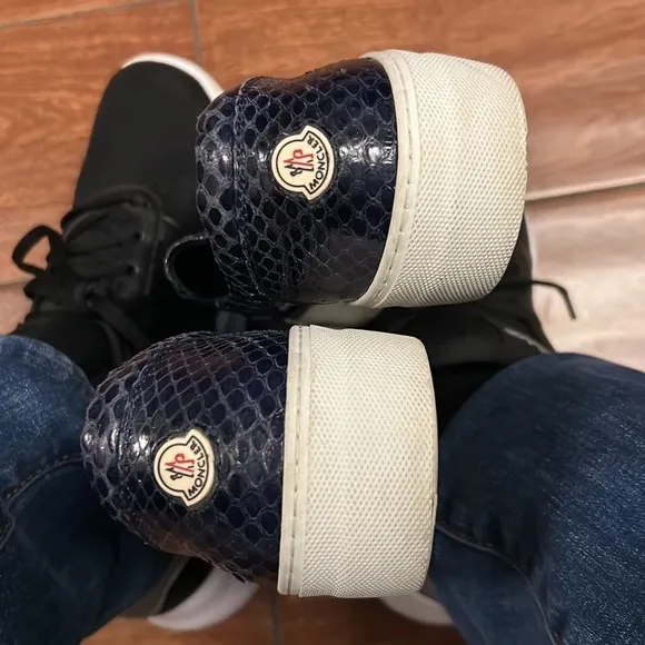 Moncler stunning slip on snakeskin and leather sneakers