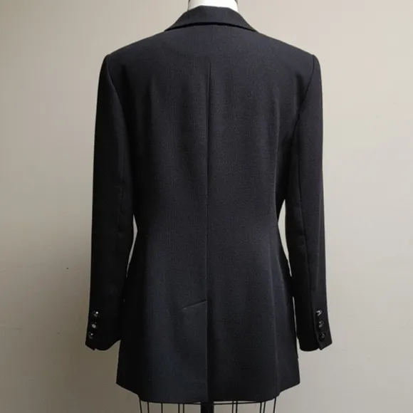 Mondi Ribbed Black Blazer Wool Mix Tailored Fit Size 38