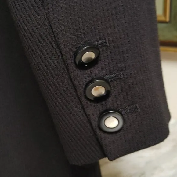 Mondi Ribbed Black Blazer Wool Mix Tailored Fit Size 38