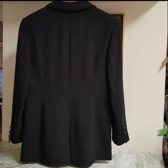 Mondi Ribbed Black Blazer Wool Mix Tailored Fit Size 38