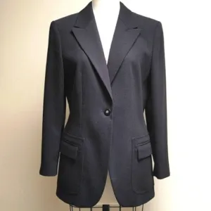 Mondi Ribbed Black Blazer Wool Mix Tailored Fit Size 38