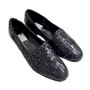 Moreschi Men's Black Woven Leather Slip-On Flat Loafers Casual Shoes 11.5