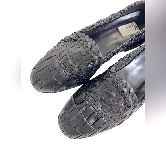 Moreschi Men's Black Woven Leather Slip-On Flat Loafers Casual Shoes 11.5