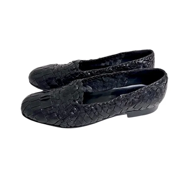 Moreschi Men's Black Woven Leather Slip-On Flat Loafers Casual Shoes 11.5