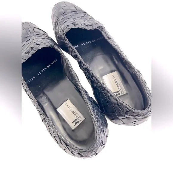 Moreschi Men's Black Woven Leather Slip-On Flat Loafers Casual Shoes 11.5