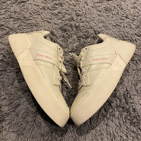 Naked Wolfe Pixie Cloud Platform Leather Sneakers Cream Pink US 9