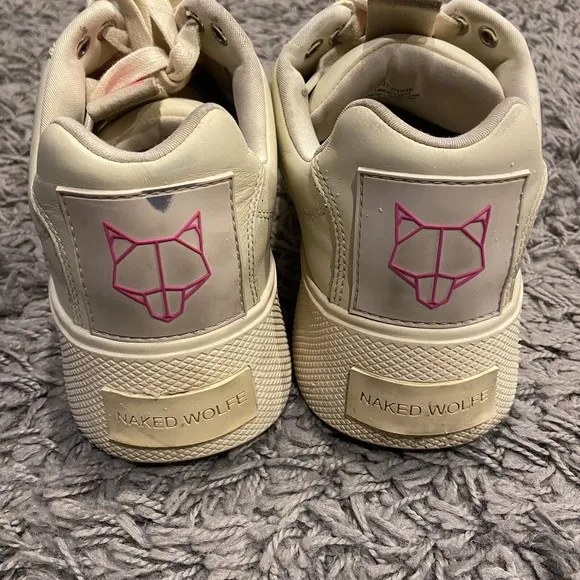 Naked Wolfe Pixie Cloud Platform Leather Sneakers Cream Pink US 9