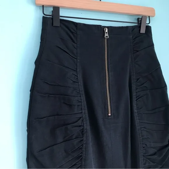Nanette Lepore Da Vinci Bodycon Black Ruched Skirt 0 Punk Gossip Girl Rare Goth
