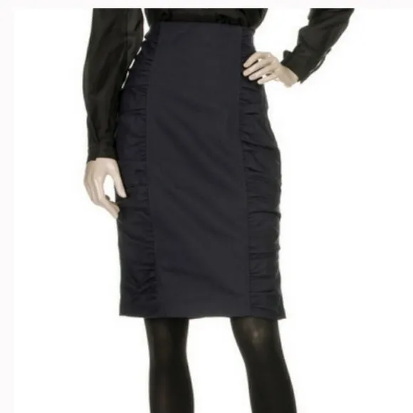 Nanette Lepore Da Vinci Bodycon Black Ruched Skirt 0 Punk Gossip Girl Rare Goth
