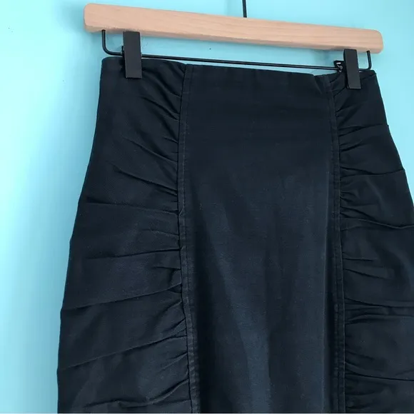 Nanette Lepore Da Vinci Bodycon Black Ruched Skirt 0 Punk Gossip Girl Rare Goth