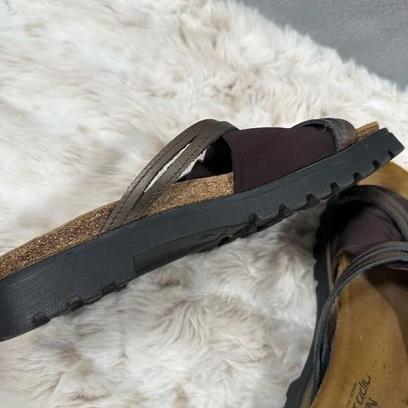 Naot Brown Thick Strap Slip On Sandals Size 41 W10