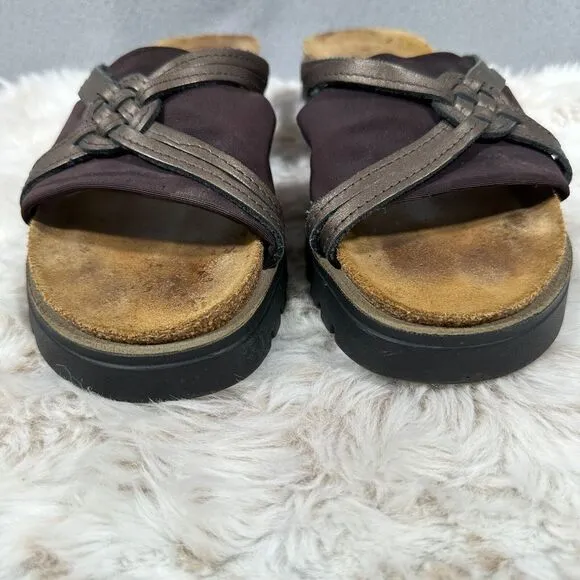 Naot Brown Thick Strap Slip On Sandals Size 41 W10