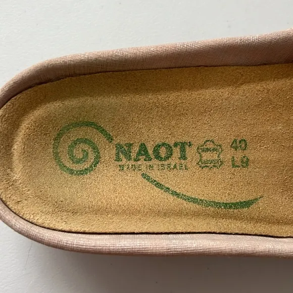 Naot IPO Linen and Leather Slide Sandals Pink Silver White Size 40 | US 9