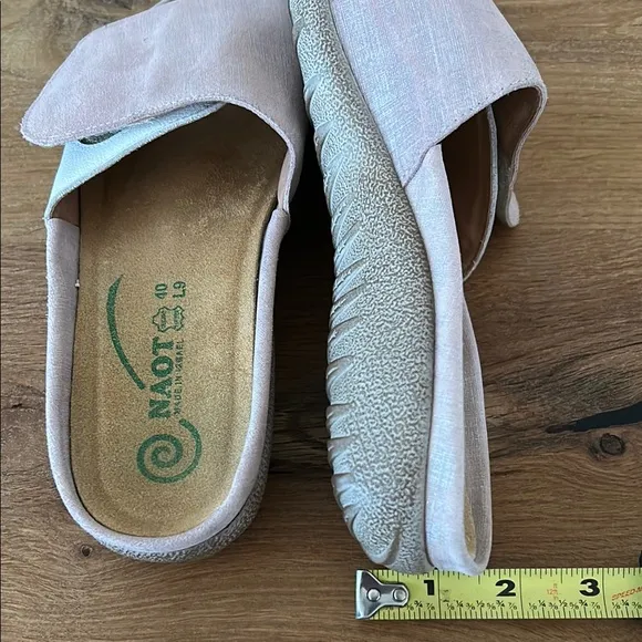 Naot IPO Linen and Leather Slide Sandals Pink Silver White Size 40 | US 9