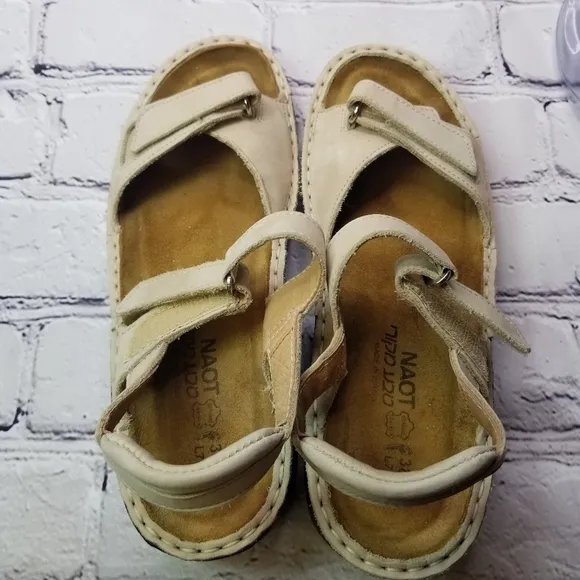 Naot Papaya bone ankle strap sandals