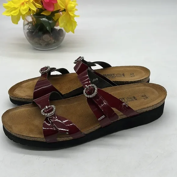 NAOT Red Patent Slip On Sandals Size EU 42. MCS3536G