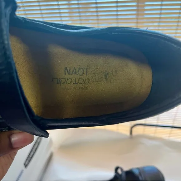 Naot Tone Black Leather Mary Jane Flats with Comfort Features