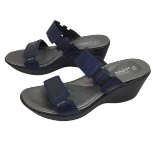 Naot Treasure Two Strap Wedge Slip On Sandals Silver